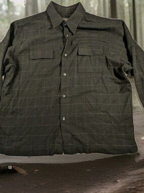 Eddie Bauer Mens XXL Button Down Flannel Shirt Black And White Outdoors